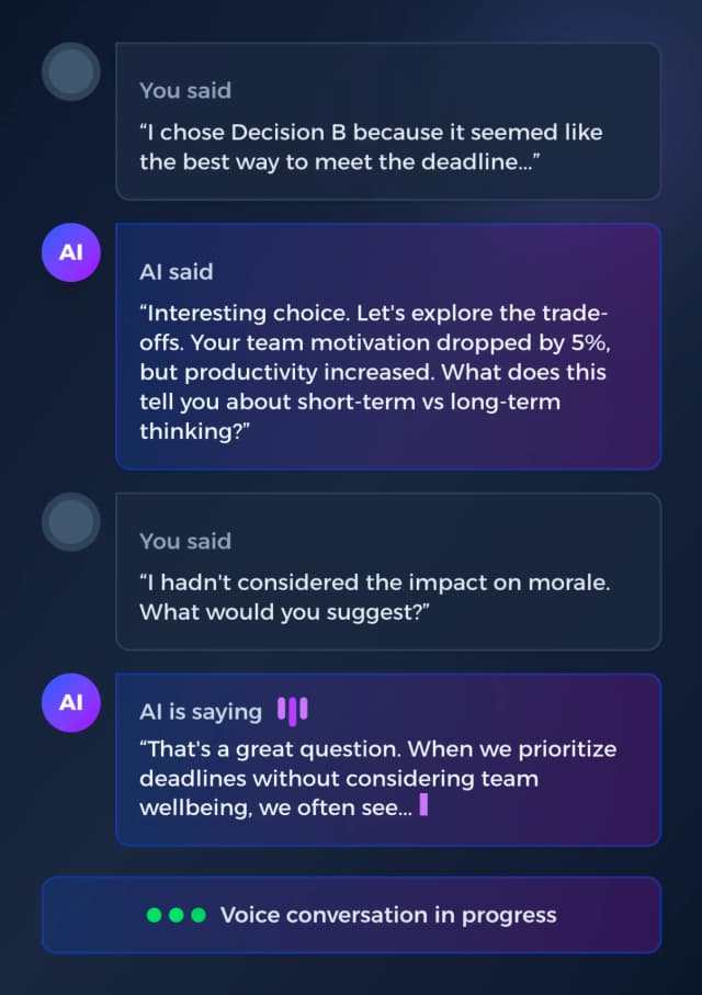 Self-Paced Learning Step 3 - AI Coach Interaction